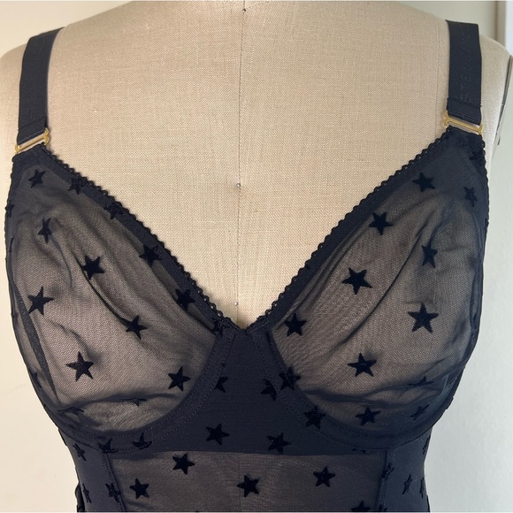NWT Stella McCartney's BETTY TWINKLING FLOCKED-STAR UNDERWIRED BODYSUIT  SZ-M - Picture 7 of 15